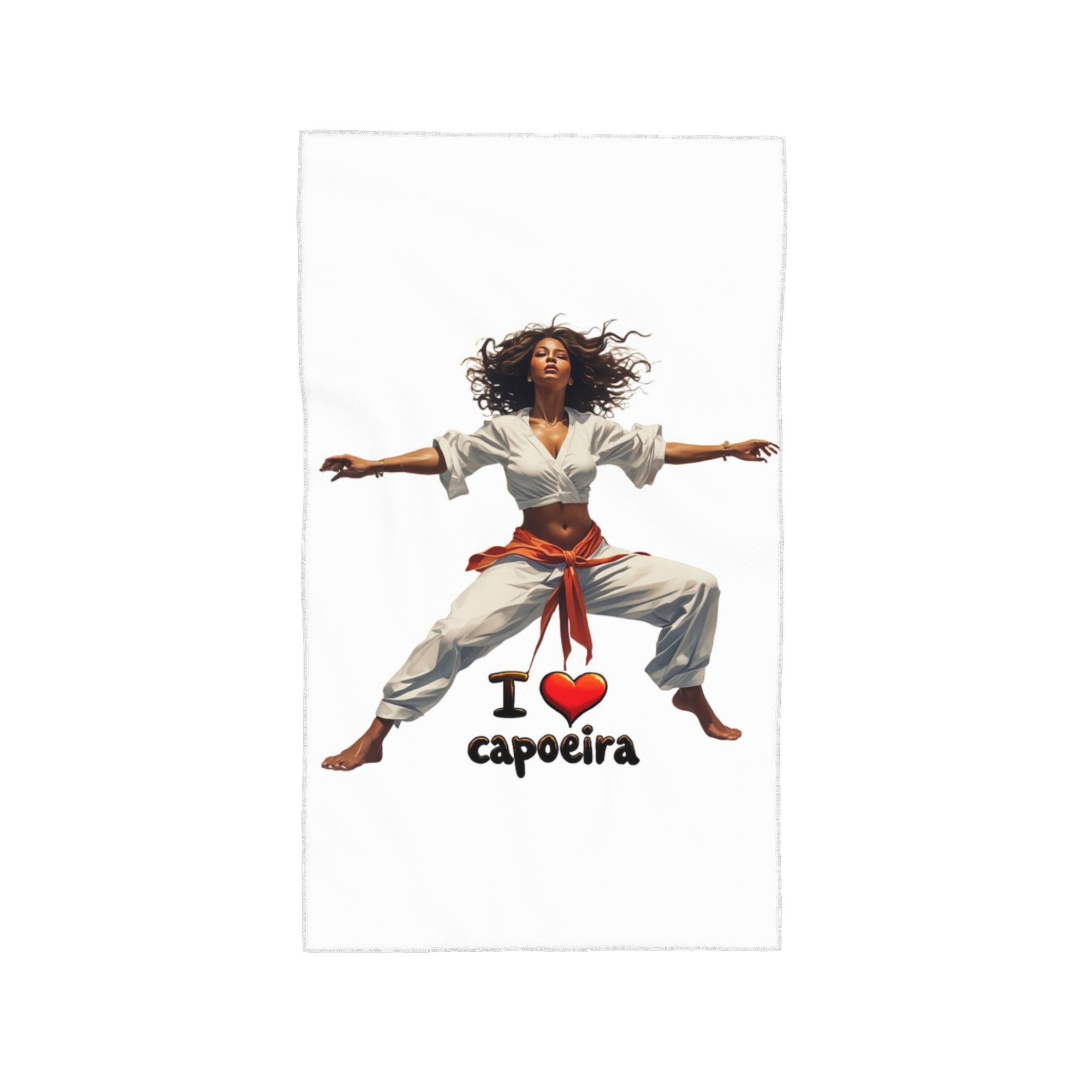 Dynamic Capoeira Art I Love Capoeira Design Soft Face Towel Quick Dry Pool Bath Cotton Towels Breathable W30*H60(CM)