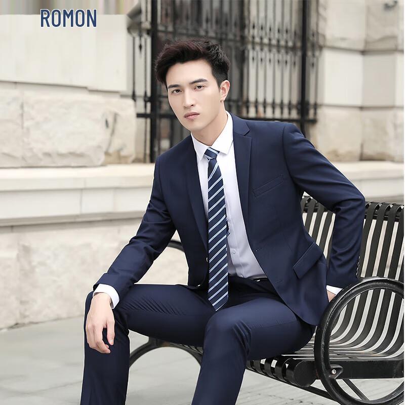 ROMON Men's Slim Fit Business Suit Jacket