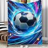 Soccer Ball Dynamic Energy Football Sport Blanket Athletic Fan Gift Blanket Soft Fleece Blanket for Sports Lovers Bedroom Decor