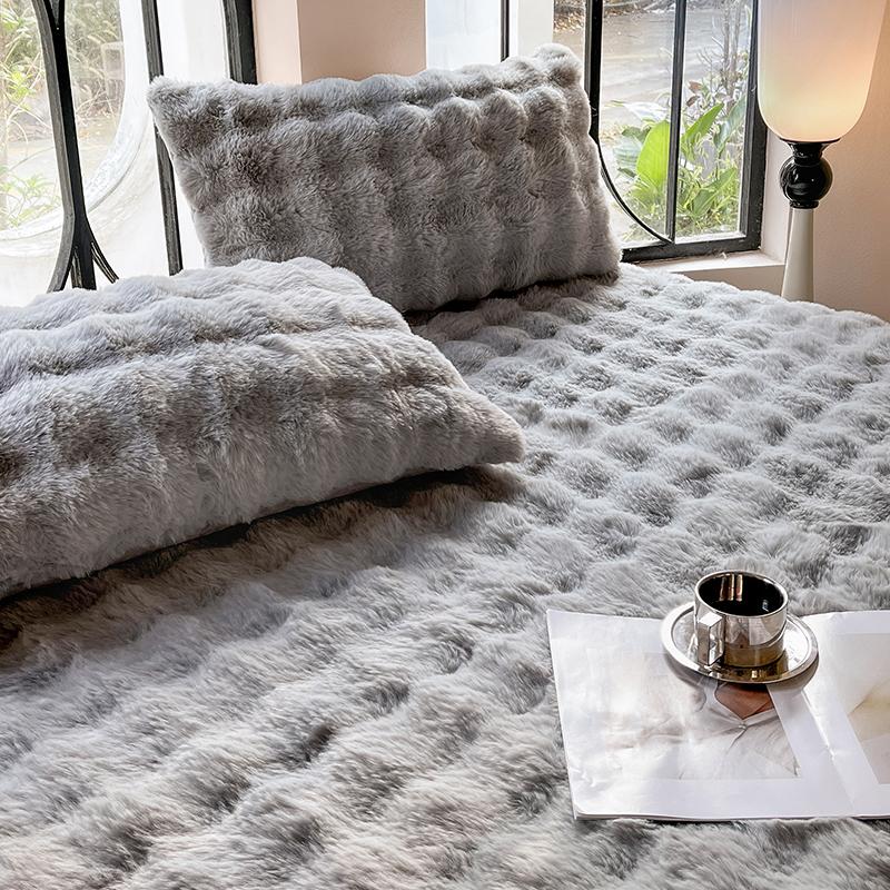 Rabbit Plush Pillowcase 48x74cm 2 Pcs Soft Warm Fluffy Long Hair Pillow Cover Decorative Pillow Sham for Beds