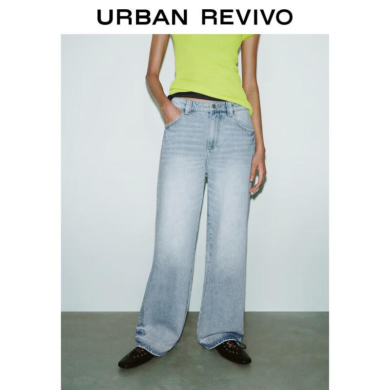 UR2025 Women s Vintage Wash High-Waist Wide-Leg Jeans 30