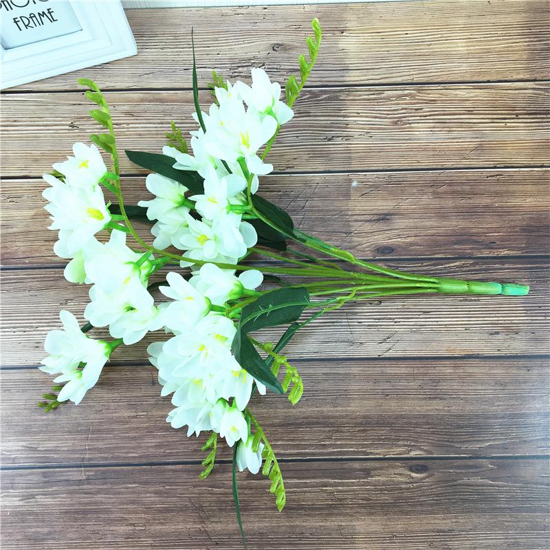 Freesia Living Room Artificial Silk Phalaenopsis and Cymbidium Flower Arrangement – 9-Branch Set