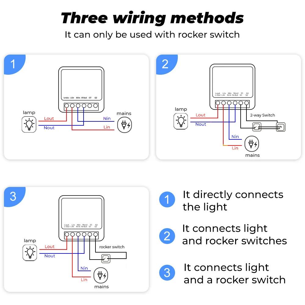 Tuya WiFi Smart Switch 2 Way Control Breaker Relay Module 220V 110V 16A Smart Life APP Voice Control Work with Alexa Google Home