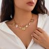 IngeSight.Z Luxury Retro Angel Rose Relief Pendant Choker Necklace Woman Temperament Gold Color Collarbone Female Party Jewelry