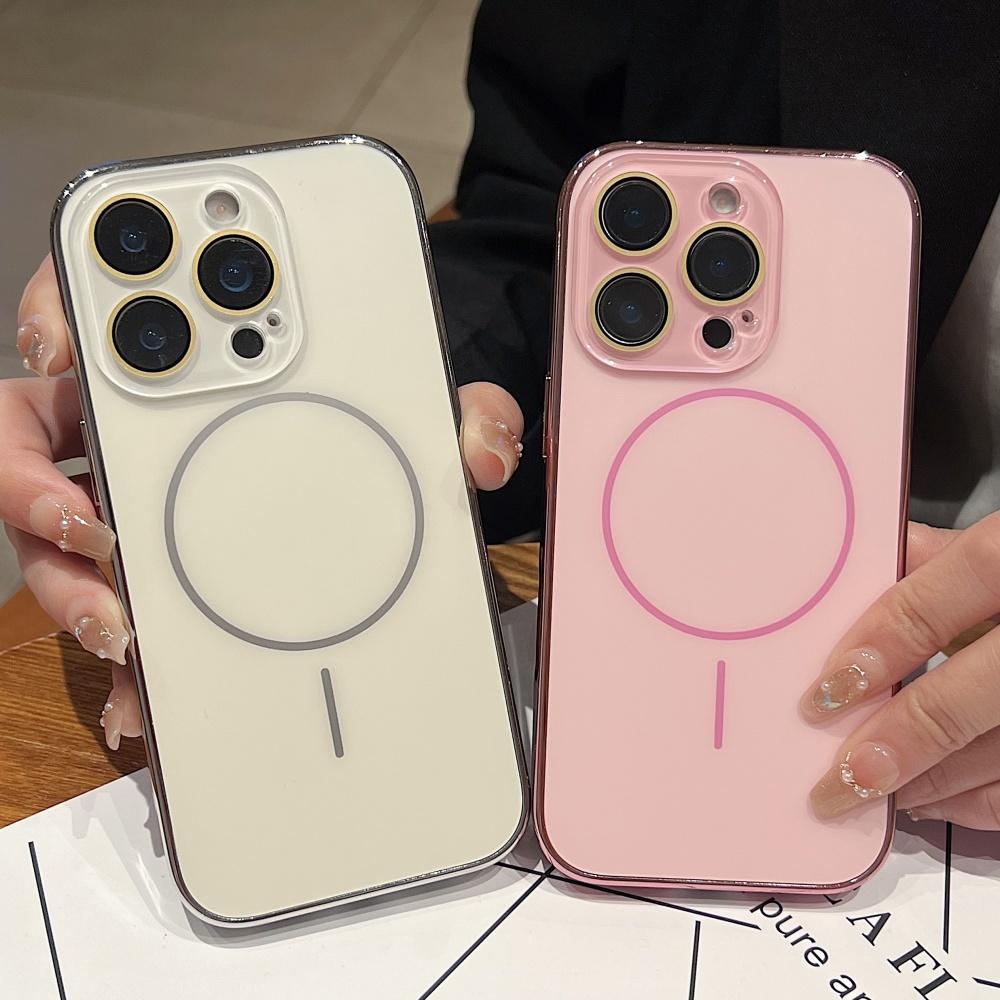 Plating For Magsafe Magnetic Matte Case For iPhone 17 16 Pro Max 15 14 Plus 13 12 11 Wireless Charging Lens Protection Cover