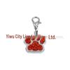 Small Glitter Dog Paw Print Pendant - Zinc Alloy Pet ID Tag (17x18mm)