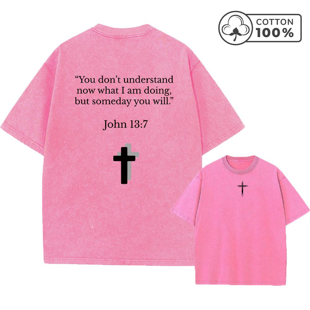 Mens Retro Distressed Washed TShirt With Bible John Print Pure Cotton Crew Neck Short Sleeve Suitable For Daily Commute