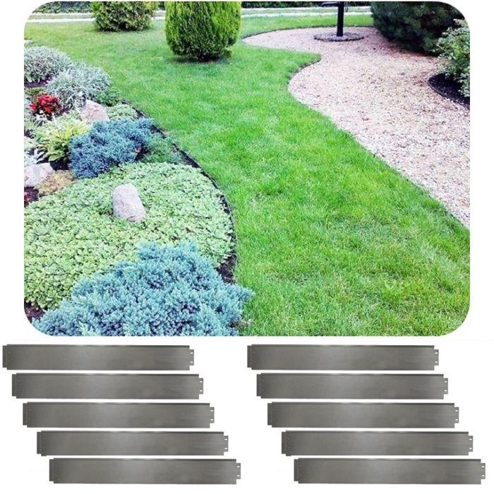 Bordure de Jardin en métal alu/zinc - ICH-ZAPFE.DE - 14 cm x 100 cm - Galvanisé - Gris