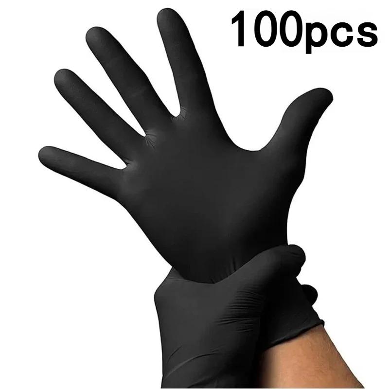

100pcs Disposable Black Nitrile Gloves Latex Free Waterproof Durable Suitable for Kitchen Food Processing Beauty SalonFamily S