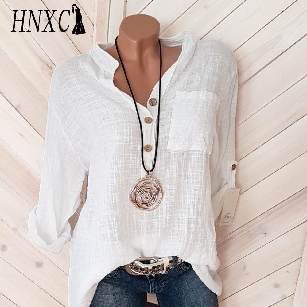 

HNXC Жіночі Модні Повсякденні Однотонні Блузки та Сорочки з Принтом з Довгим Рукавом та Комірцем ПОЛО S білий