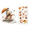 Decorative Window Film for Autumn Decor Static Sticker with Cute Animals & Maple Leaves, Removable Harvest Durable Clings Store Fronts