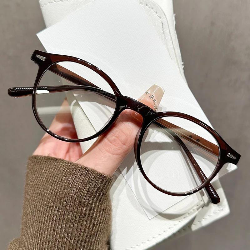 Trendy Round Blue Light Blocking Glasses Ultra-light Ladies Frame Unisex Eye Protection Luxury Optical 0