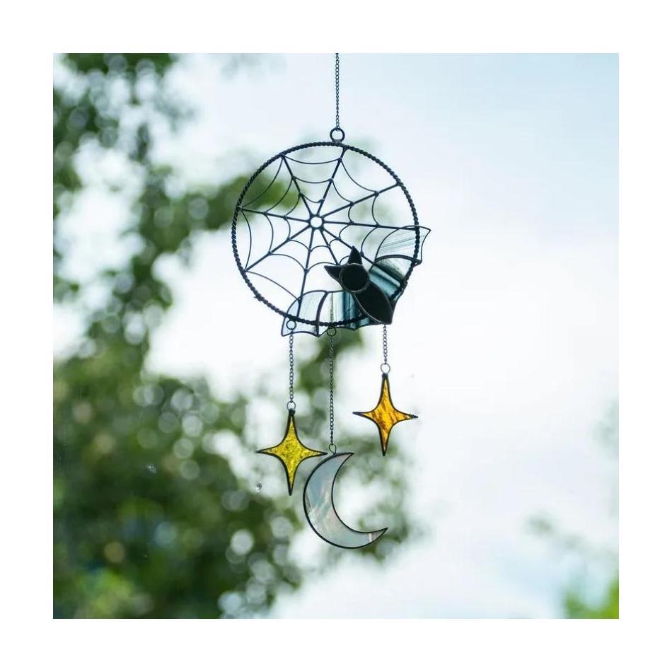 Creative Wind Chimes Home Holiday Party Decors Halloween Decorations Gothic Bat Moon Star Hanging Ornament Window Wall Pendants