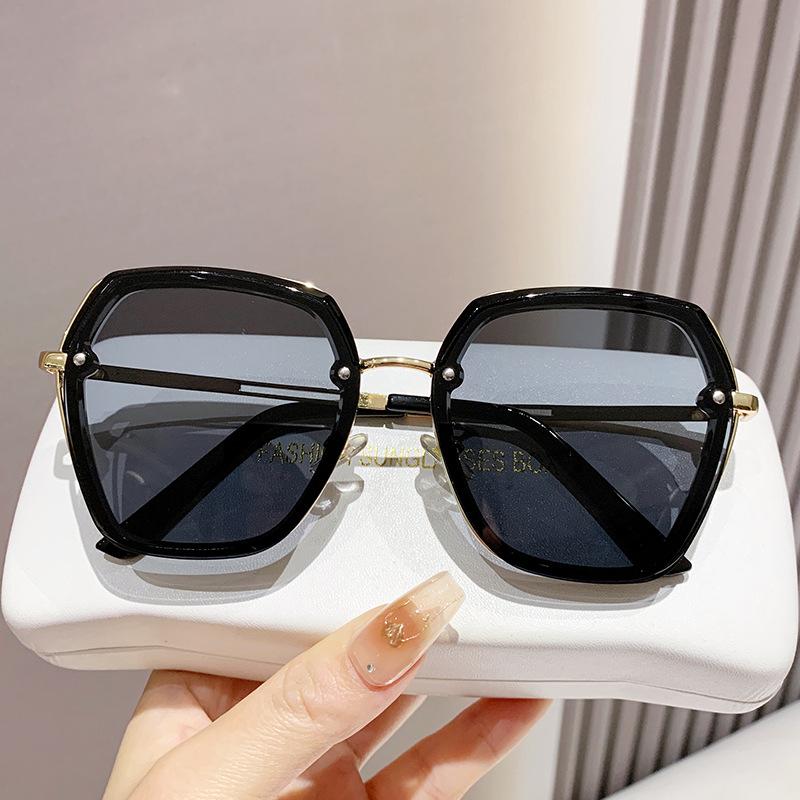 Sunglasses Women's Polygon New High-end Ins Sunglasses UV Protection Big Face Thin