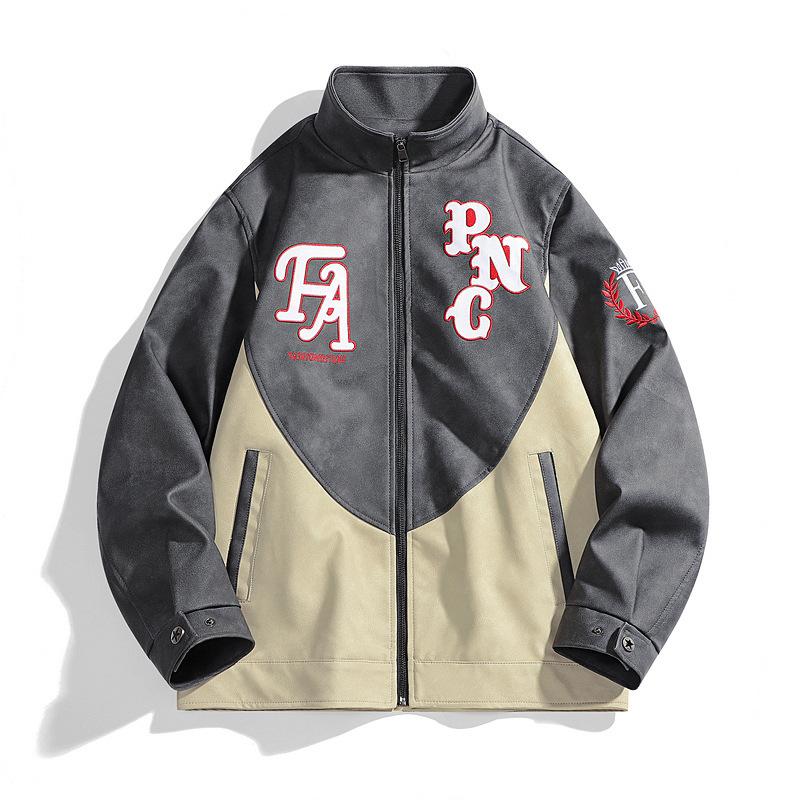 PU Stand-up Collar Jacket Teen Casual Loose Versatile Couple Jacket Leather Jacket