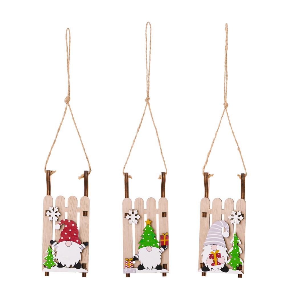 Wooden Santa Claus Sleigh Hangings Ornaments For Christmas Celebration Decor