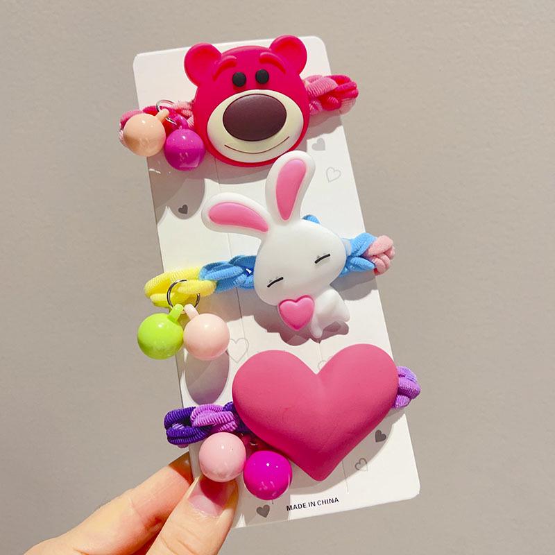 Children's Colorful Cartoon Hair Ties - Cute Strawberry & Bear Designs | Gentle on Hair