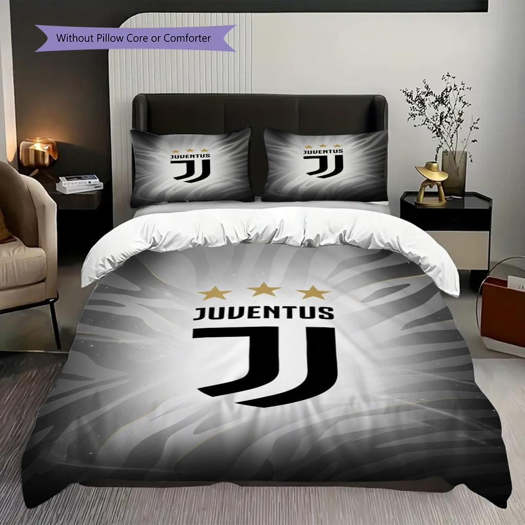 Juventus: Passion Glory Dreiteiler (1 Bettbezug + 2 Kissenbezüge, ohne Füllung) Weihnachts-Geburtstagsgeschenk Weiches und bequemes Bettwäsche-Set