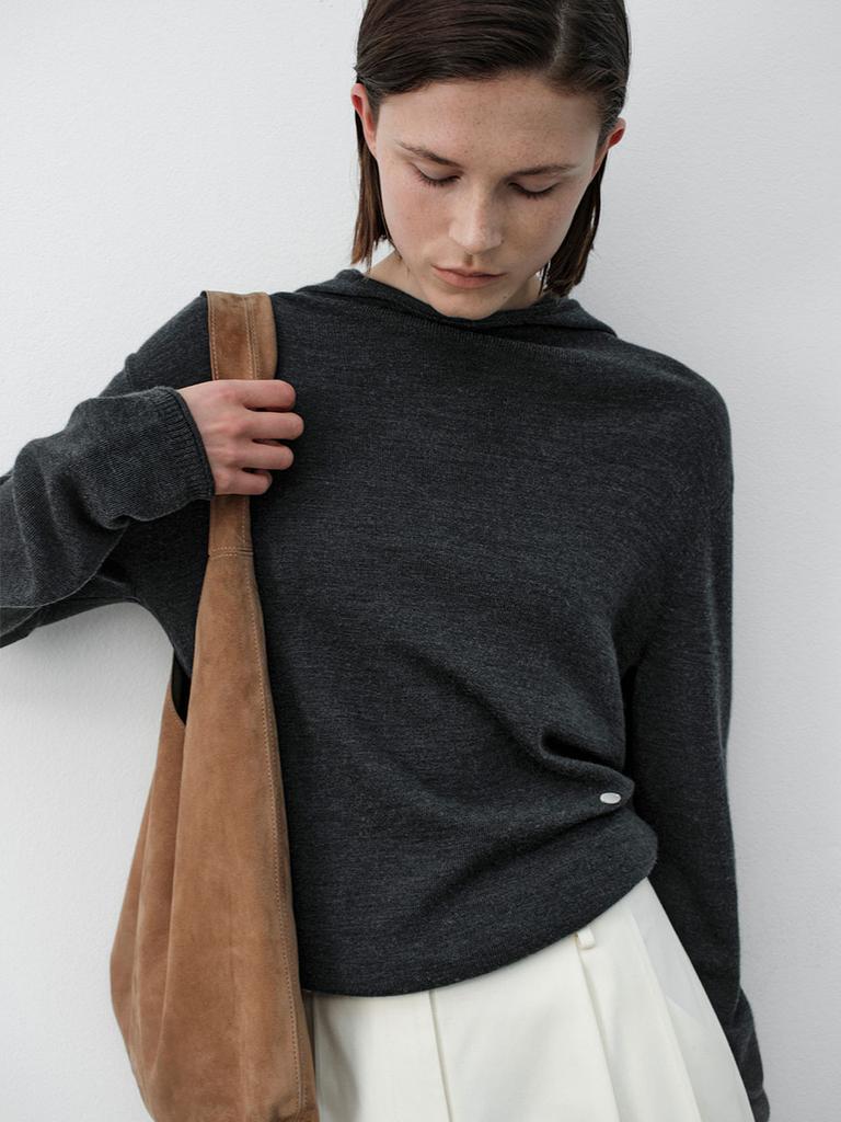 ATELIER NAIN Soft Wool Hoodie Knit(T-7106)