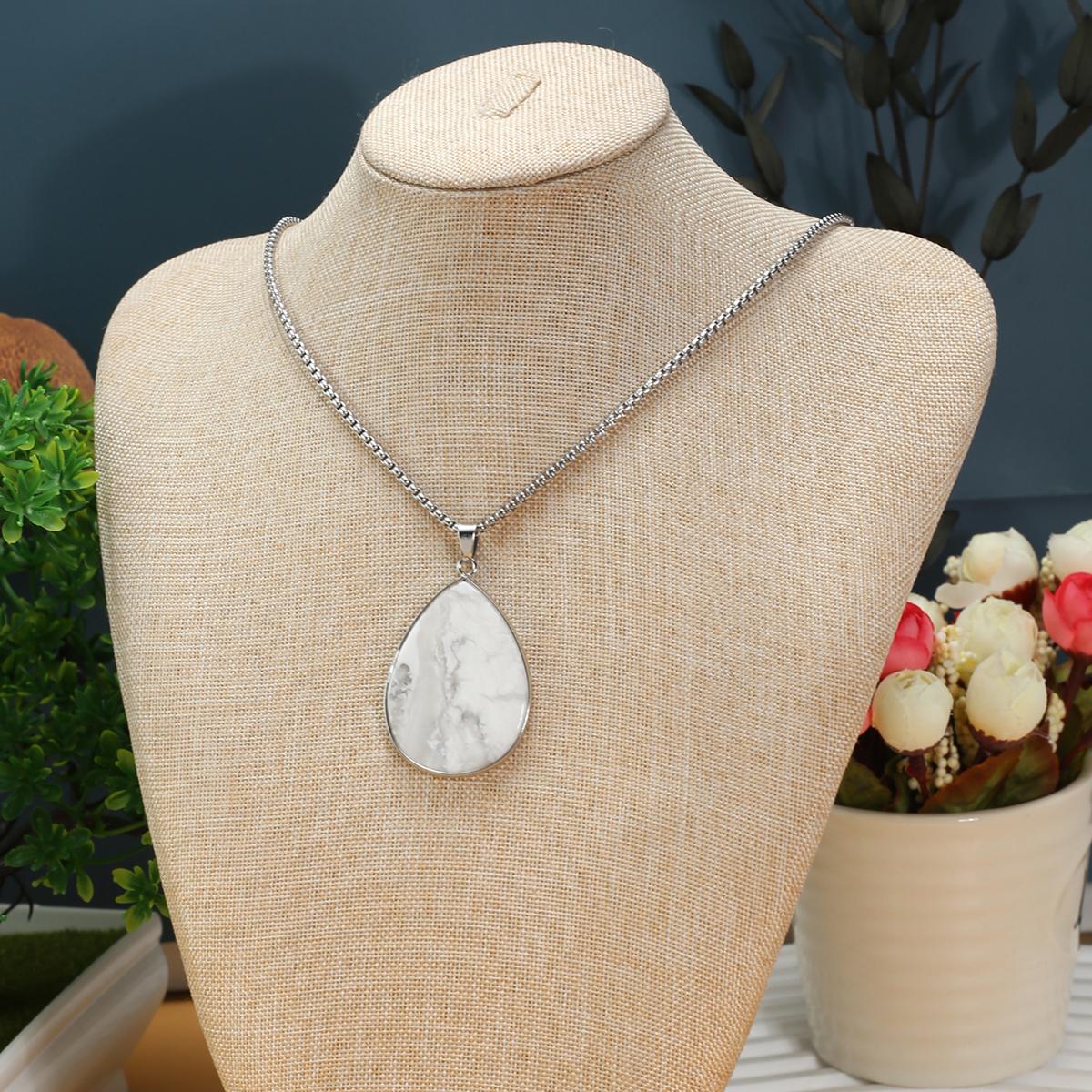 

Новый стиль ожерелье натуральный камень бирюза/лабрадорит нерегулярная подвеска с подвеской ожерелье для подарка на день рождения цепочки 60 см W-Turquoise-45x30mm