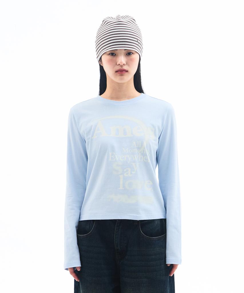 AMES-WORLDWIDE Big Typo Longsleeve Tee Sky Blue