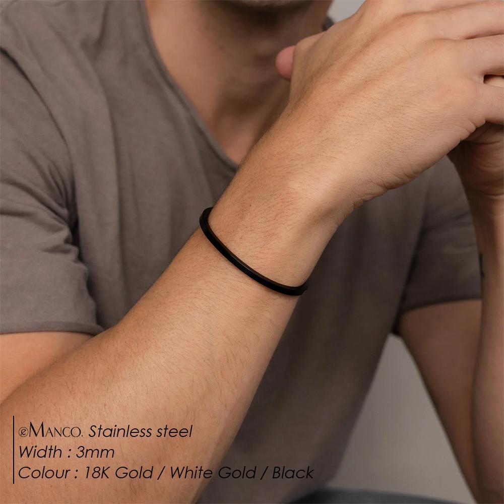 EMANCO Multi-Color Stainless Steel Cuff Bracelets Minimalist Style Geometric Elements Versatile Fashion Men's Jewelry