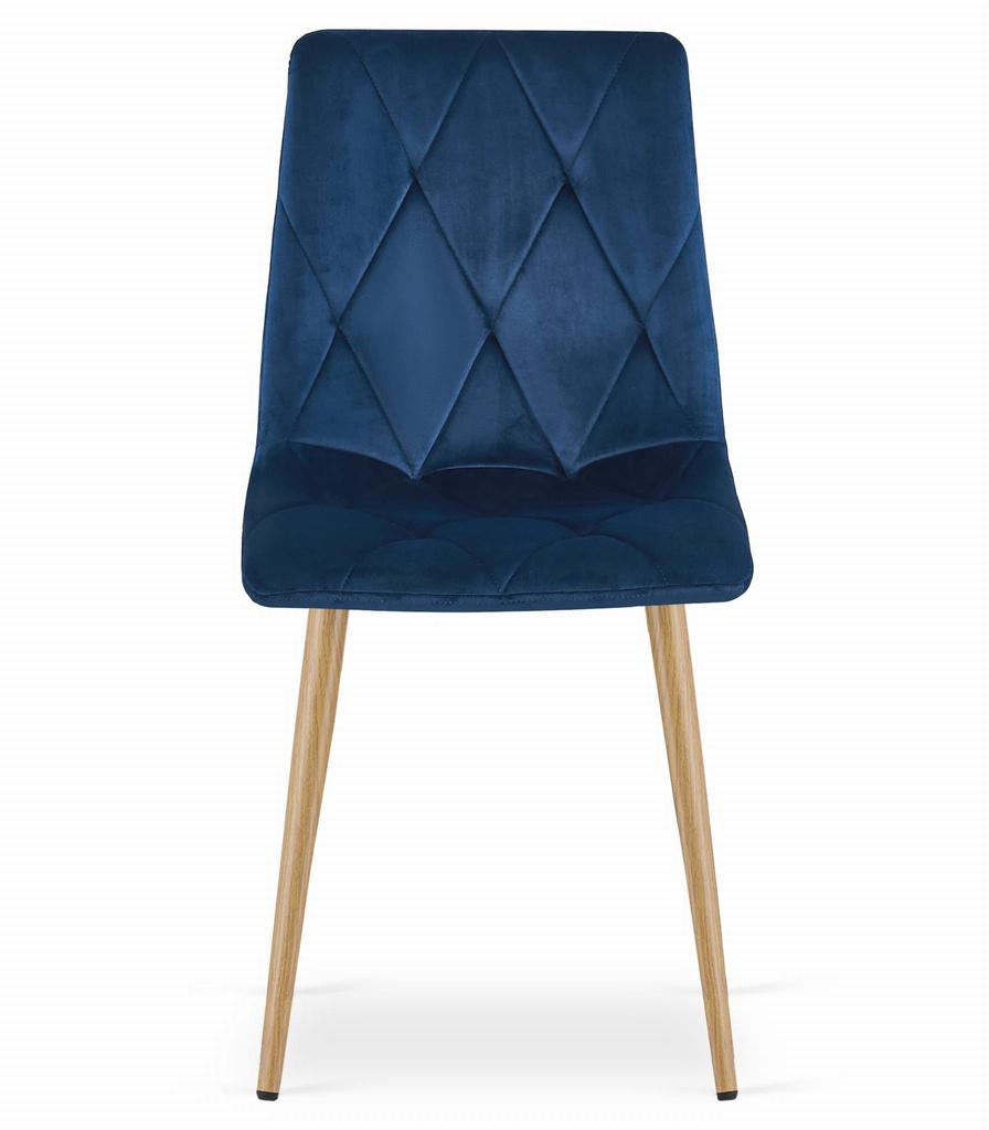LIBRA Chair - Navy Blue Velvet / Wood-colored Legs X 1
