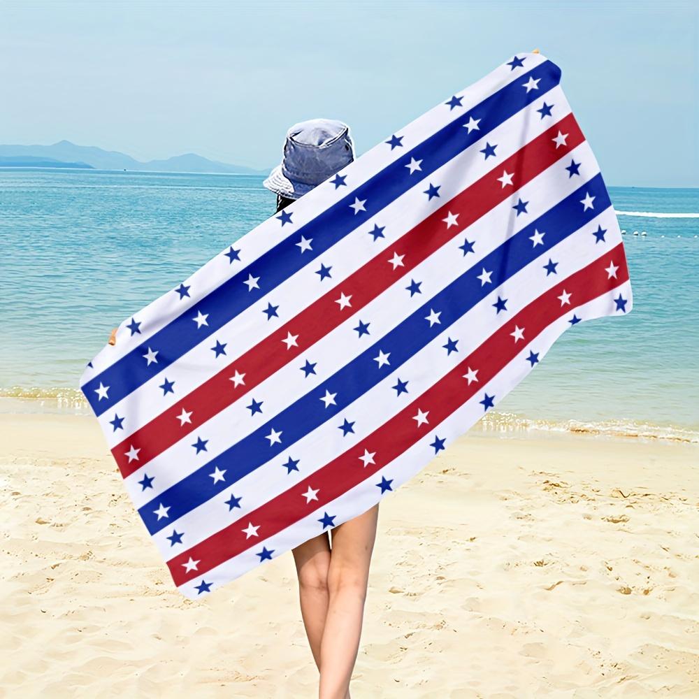 

USA Flag Beach Towel, Microfiber Quick Dry Sand Free Lightweight Soft Absorbent for Swimming Pool Camping Gift W40*H60(CM)