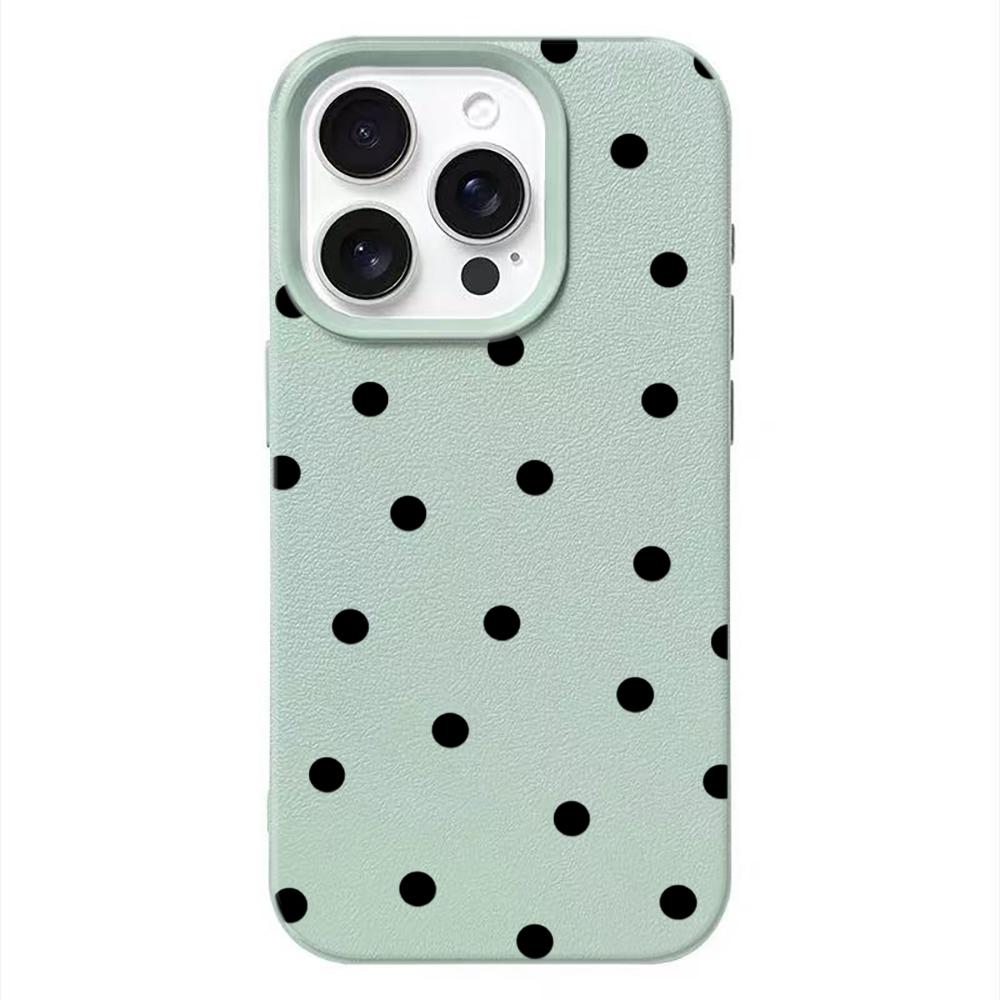 Black Polka Dot Beige Phone Case For Samsung A05S A06 07 15 16 34 35 53 54 55 S23 24 25 Ultra S24 FE A17 26 36 56 Leather Cover