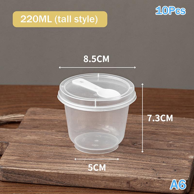 10Pcs Dessert Cup With Spoon With Lid Transparent Cups For Dessert Ice Cream Pudding Yogurt Cups Mousse Cake Box Container