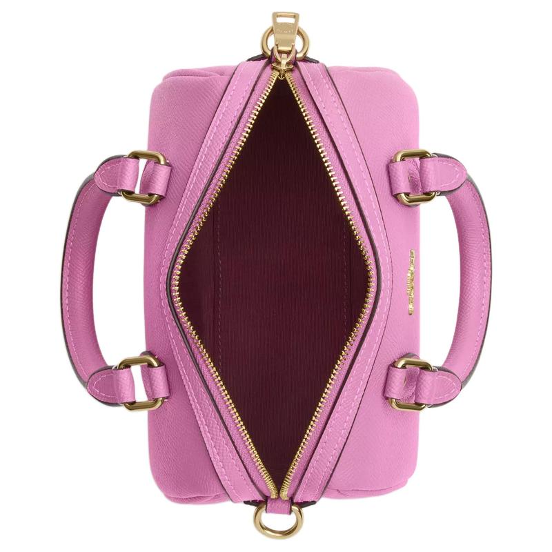 Coach Rowan 17 Metal Logo Leather Shoulder Crossbody Tote Small Women's Fuchsia