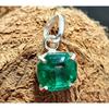 12 Ct   Natural Square Green Garnet 925 Sterling Silver Pendant