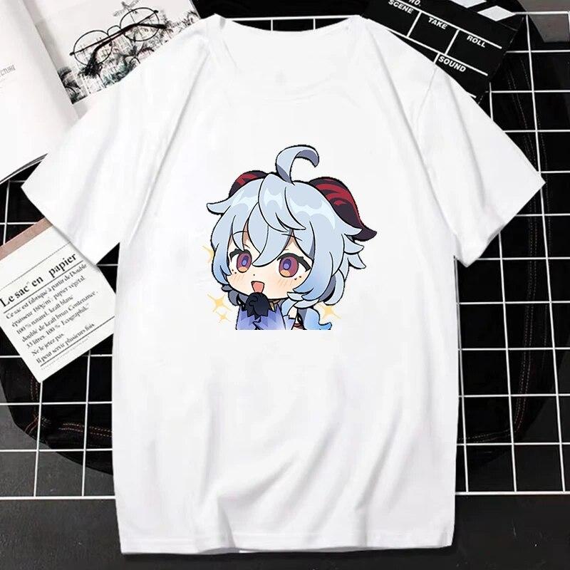 Genshin Impact TShirt Kawaii Games Character Cartoon Graphic Tops Women Harajuku Fashion Streetwear Casual Oversized Camisetas