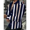 Camicia Casual da Uomo a Maniche Lunghe con Collo Rialzato e Stampa a Righe Verticali