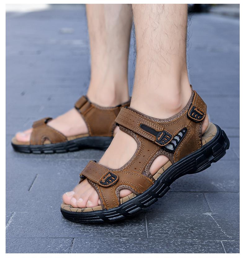 New Sandals Platform Summer Leather Male Roman Shoes Fashionable Sports Leisure Beach Shoes Slippers Rubber Men Low Price Shoe