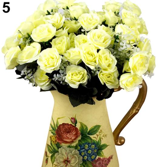 12 Head Artificial Fake Rose Flower Wedding Party Bridal Bouquet Home Room Decor