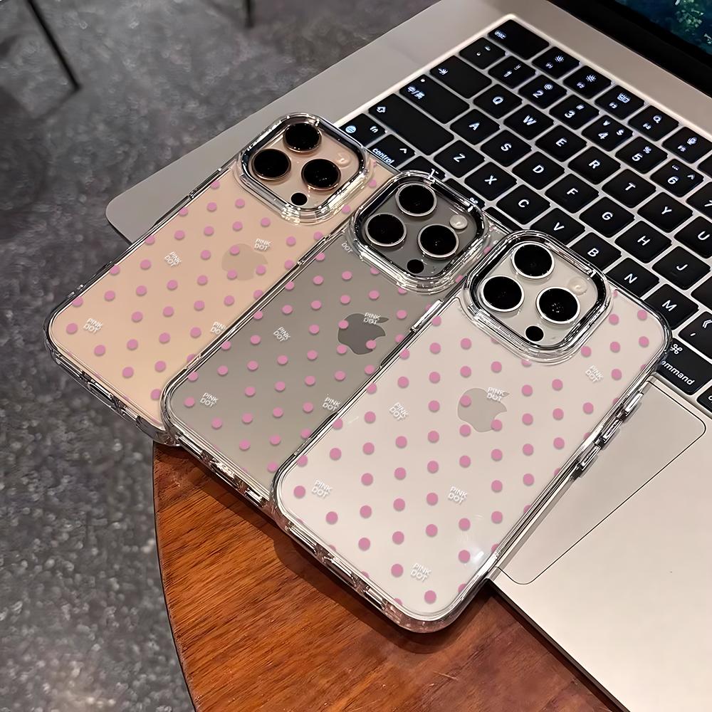 Luxuriöse Rosa Punkte Handyhülle Für Iphone 17 17E 16E 13 Plus 14 Pro Max 12 11 15 16 Transparent Glatt Anti-Drop Hülle Coque
