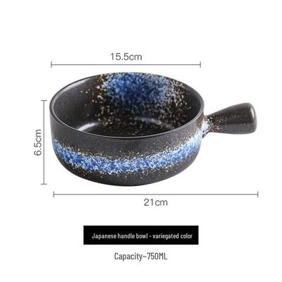 Japanese Ceramic Salad Bowl with Handle