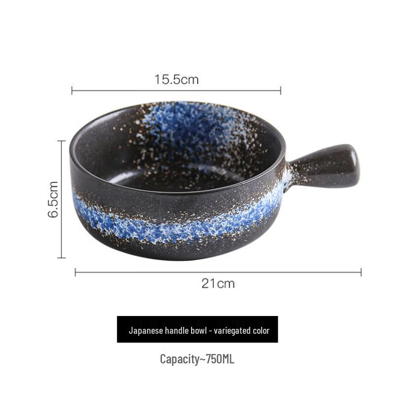 Japanese Ceramic Salad Bowl with Handle