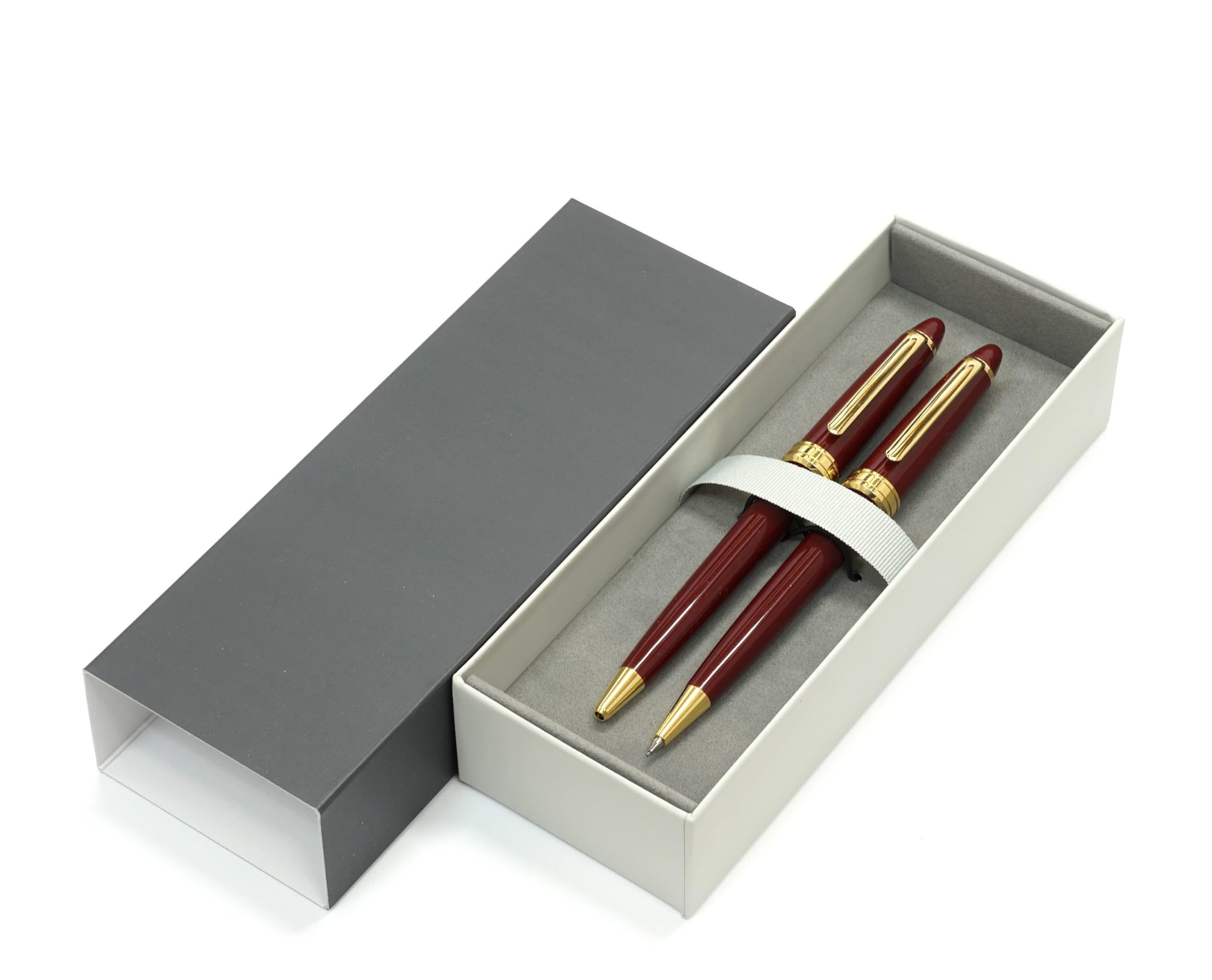 

Made in Japan Sliding Cap Ballpoint Pen and Mechanical Pencil Set Premium Neo-600 Retro-Style (Red, Boxed) K7-600W-1-R
