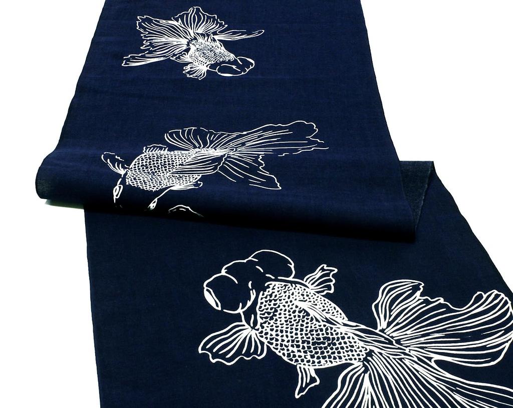 Dyed Anbo Hand Towel Demekin Anbo Navy Authentic Dyed Cotton Tokuoka Made in Japan 35cm x 100cm "Ryukin Blue" 100%