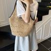 Summer New Fashion Straw Handheld Shoulder Bag Large Capacity Bucket Bag Versatile Beach Straw Bag