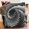 Spiral black-and-white checkerboard vortex 2D Flat Pattern Flannel Blanket High quality All Seasons Warmth and Comfort Perfect for Christmas Gifts.
