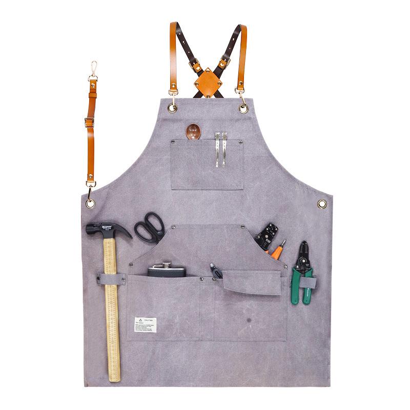 Thick Canvas Multi-Pocket Tool Apron with Custom Logo for Auto Repair & Woodworking