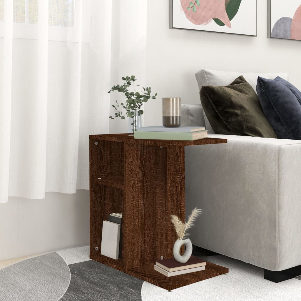 Side Table Brown Oak Look 50 X 30 X 50 Cm Engineered Wood