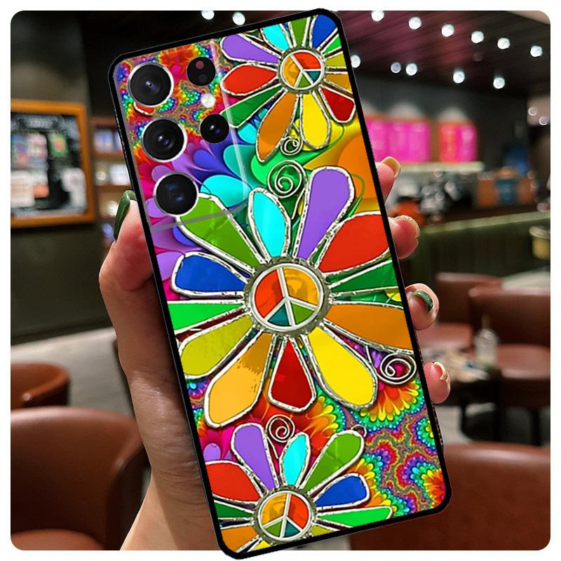 Hippie Daisy Tie-dye Flower Peace Phone Case For Samsung Galaxy S25 S24 S23 S22 S21 S20 Ultra S9 S10 Plus S25 FE S24 FE Cover