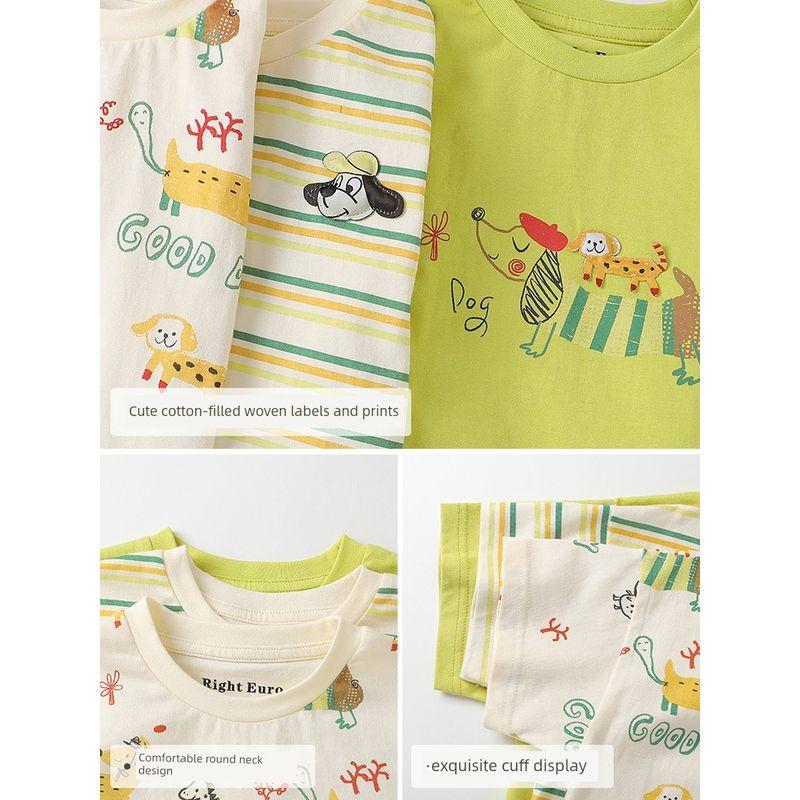 Right European Style Boys' Cute Printed Short-Sleeved T-Shirt, New Summer 2025 Children's Clothing, Top, Half-Sleeve, Pure Cotton