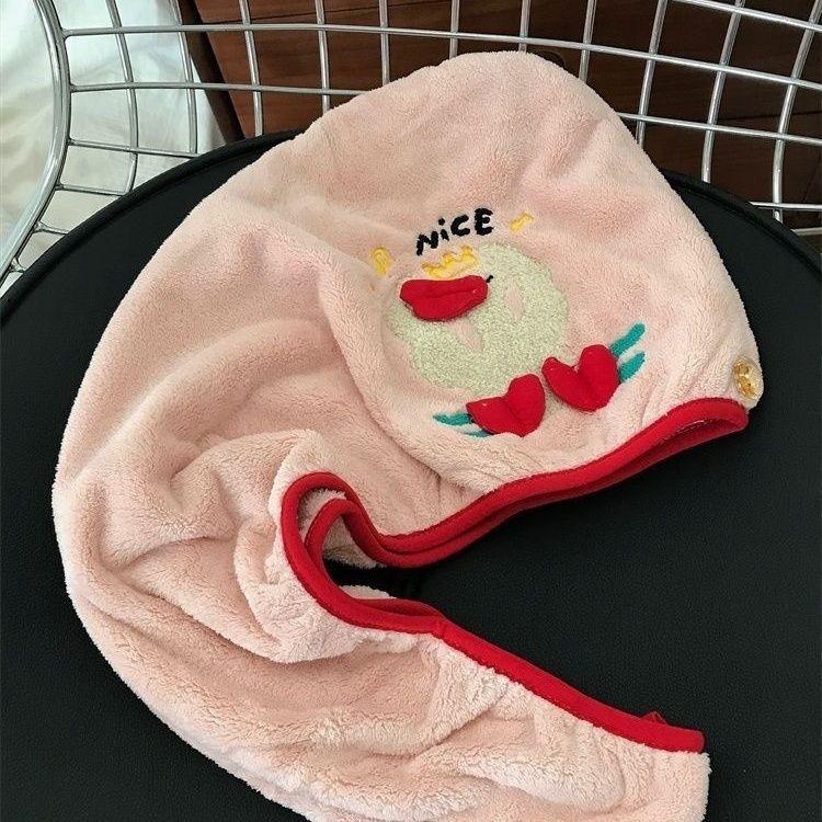 Cute Cartoon Capybara Plush Dry Hair Cap Good Absorbent Quick Dry Coral Velvet Shower Cap for Women Kid Kawaii Girl Hair Towel