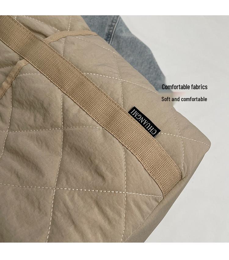 2025 Neue Übergroße Baumwollgepolsterte Tragetasche - Grenzüberschreitend Japan & Südkorea Herbst/Winter Schulterhandtasche für Damen