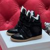 Hidden Inner Height Increase High-Top Women'S Shoes Color Matching Slope Heel Casual Velcro Sneakers Women